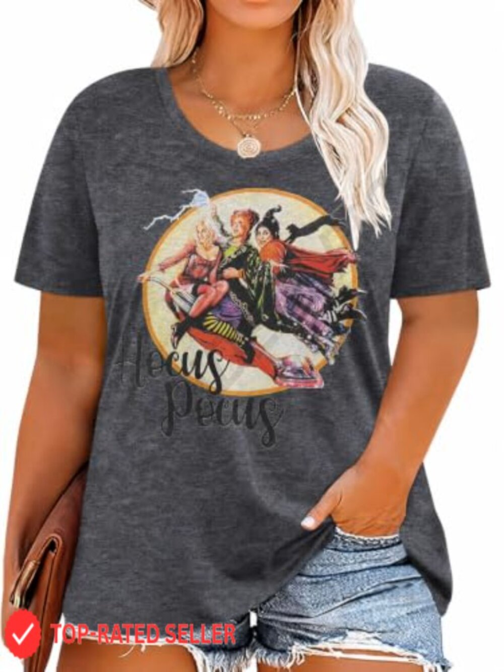Plus Size Halloween Graphic T-Shirt Short Sleeve Crew Neck Tee Loose Fit